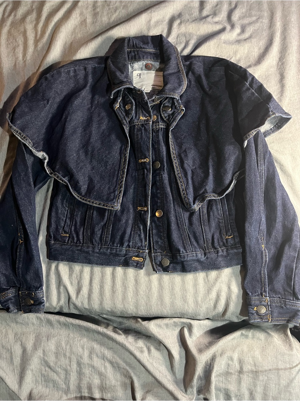 Pilcro Dark Blue Denim Cape-Yoke Jean Jacket